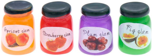 Rico Design Miniatur Marmeladengläser Wichteltür 4-teiliges Set Bunt - Bild 1