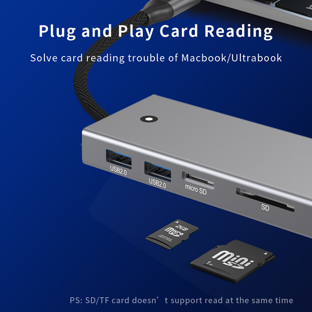 Blueendless M.2 SSD-Gehäuse mit USB-C-Hub Dockingstation für M2 SATA und NVMe, 10Gbps, 4K 60Hz HDMI, 100W PD und SD/TF-Slot - Bild 1
