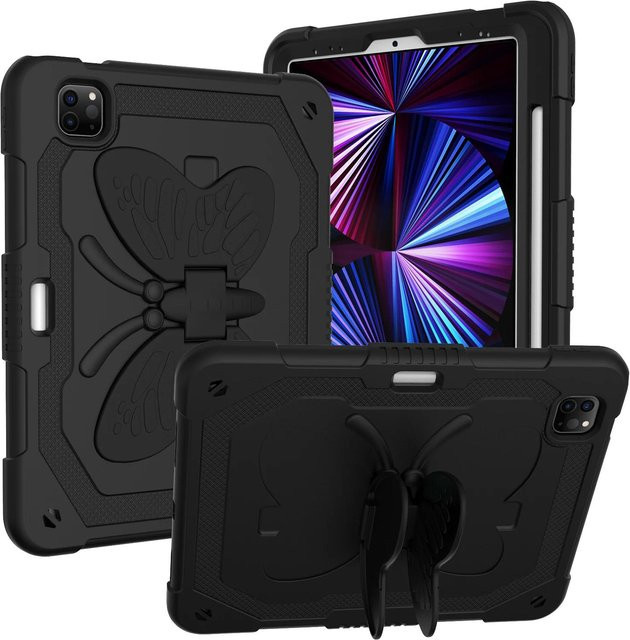 Schmetterlings-Ständer Hülle für Apple iPad Air und Pro Generationen in Schwarz - Bild 1