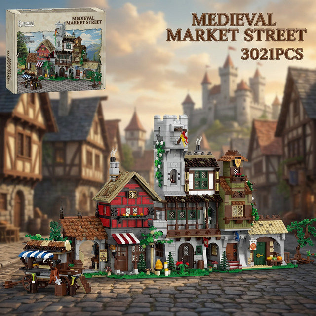 Mittelalterliche Marktgasse, Bauset, 3.021 Teile, ab 14 Jahren - Bild 1