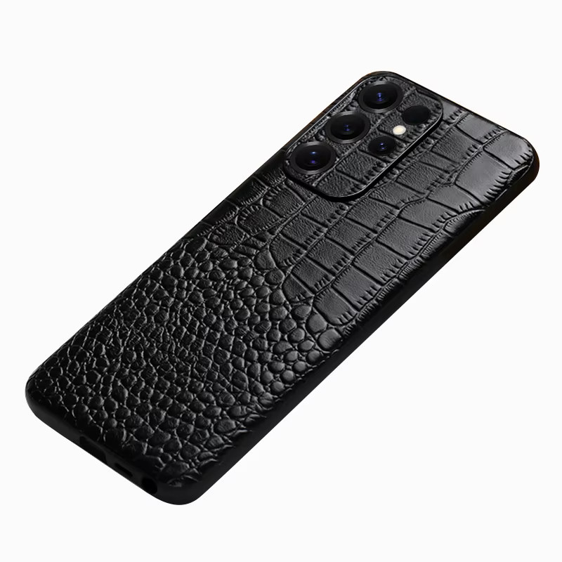 LANGSIDI Echtleder Handyhülle für Samsung Galaxy S25 S24 S23 Ultra S22 Plus S21 A55 A54 5G in Schwarz - Bild 5