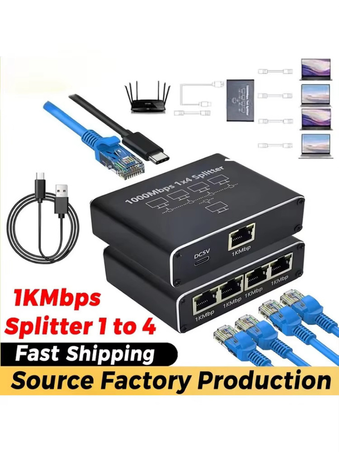 Regaton Gigabit-Ethernet-Switch LAN-Adapter Schwarz mit 1000 Mbit/s für Router und Laptop - Bild 5
