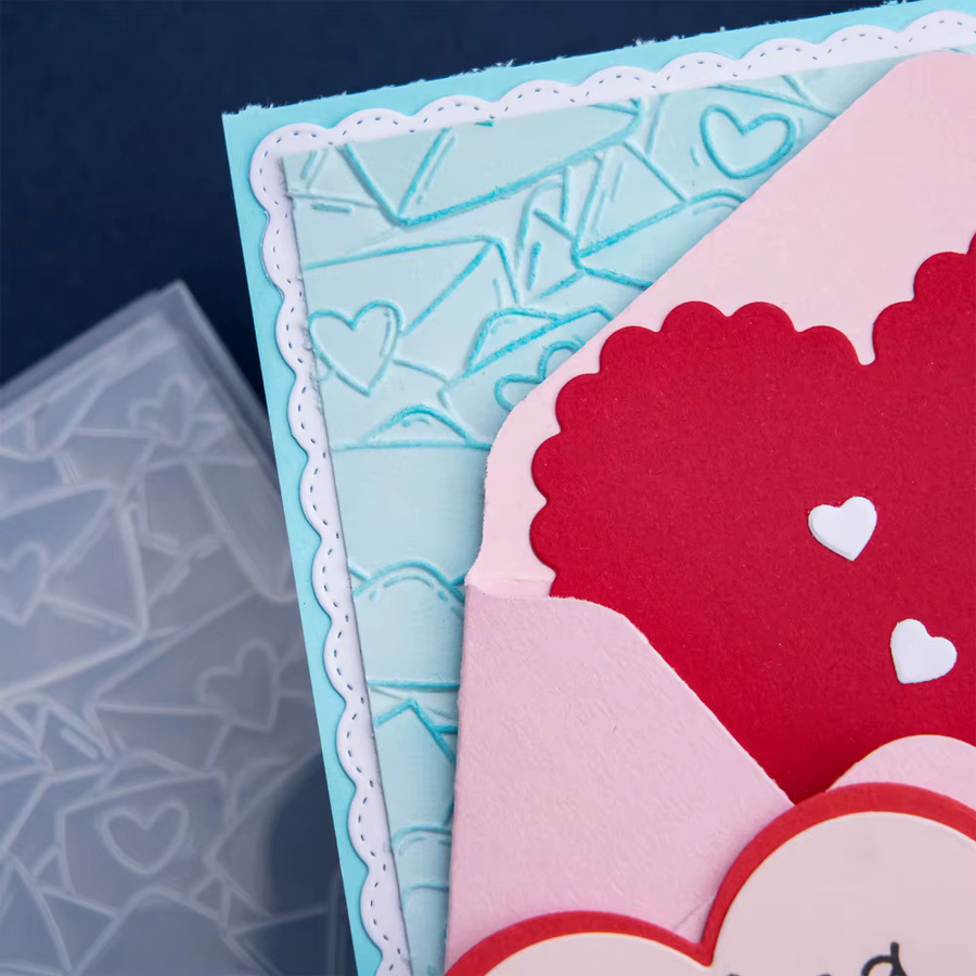 3D Prägeordner Set mit Herz- und Umschlag-Motiv für Scrapbooking und DIY Papierarbeiten - Bild 2