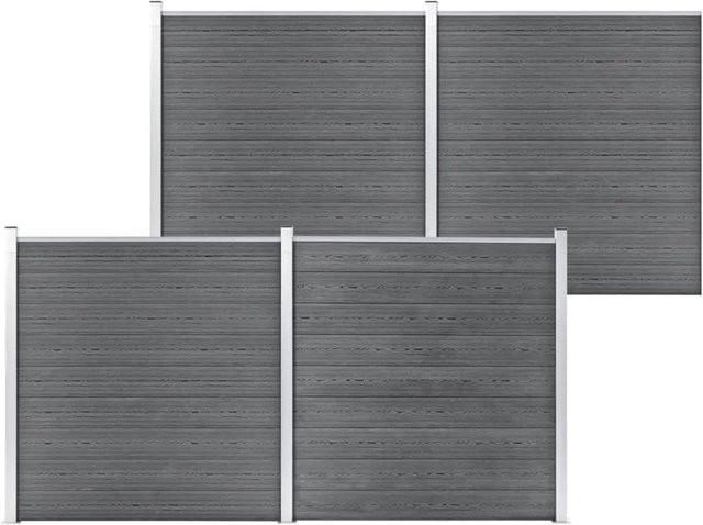 vidaXL Gartenzaun aus WPC und Aluminium in Grau, B/H: 699 x 186 cm - Bild 1