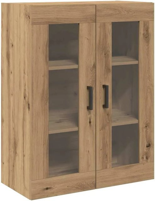 vidaXL Wandmontierter Schrank Eiche mit Glastüren, Braun, B/T/H: 69,5 x 34 x 90 cm - Bild 1