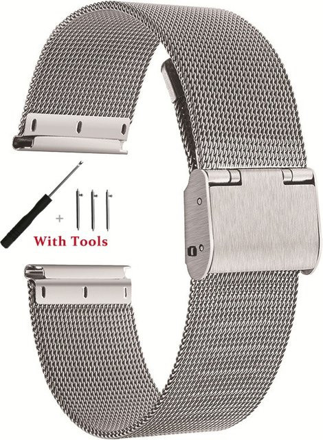 Aotelayer Uhrenarmband Milanaise, Edelstahl, Silber, Unisex - Bild 1