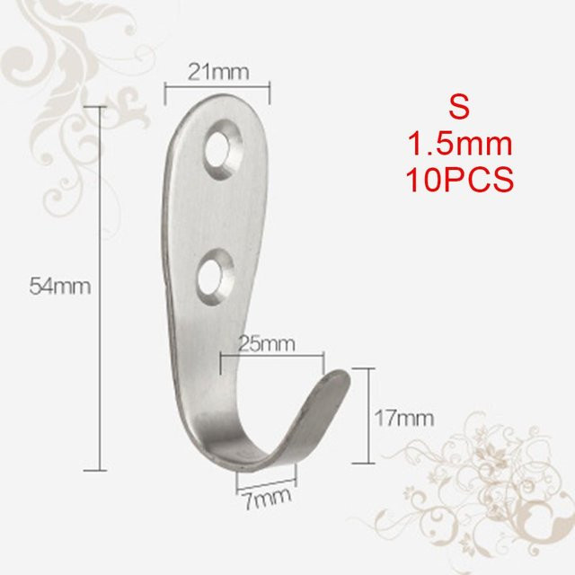10er Set Biggergift Einzelhaken aus massivem Edelstahl für die Wandmontage, silber, Schwerlast-Kleiderbügel S-1.5mm - Bild 1