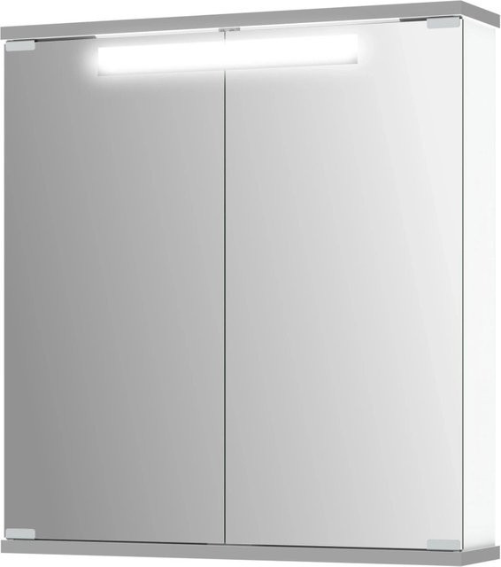 Jokey Spiegelschrank Cento in Alufarben mit LED-Beleuchtung und Steckdose, B/H: 60 x 65 cm - Bild 1