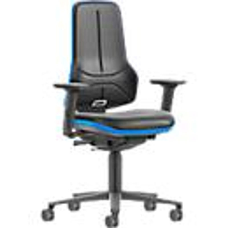 Arbeitsdrehstuhl bimos Neon XXL 9575 mit Armlehnen und Synchronmechanik, SKINTEC-Polster, schwarz-blau, bis 180 kg belastbar - Bild 2