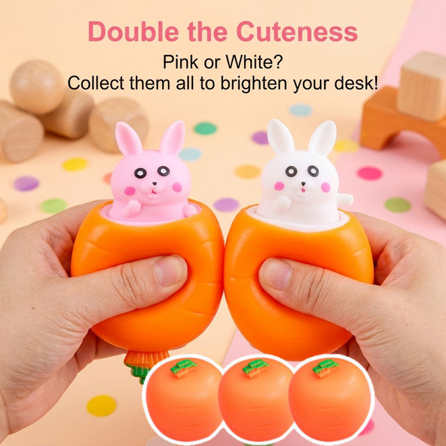 soulbao Karotten-Kaninchen Pop-Up Quetschspielzeug, Stressabbau-Spielzeug, Easter - Bild 1