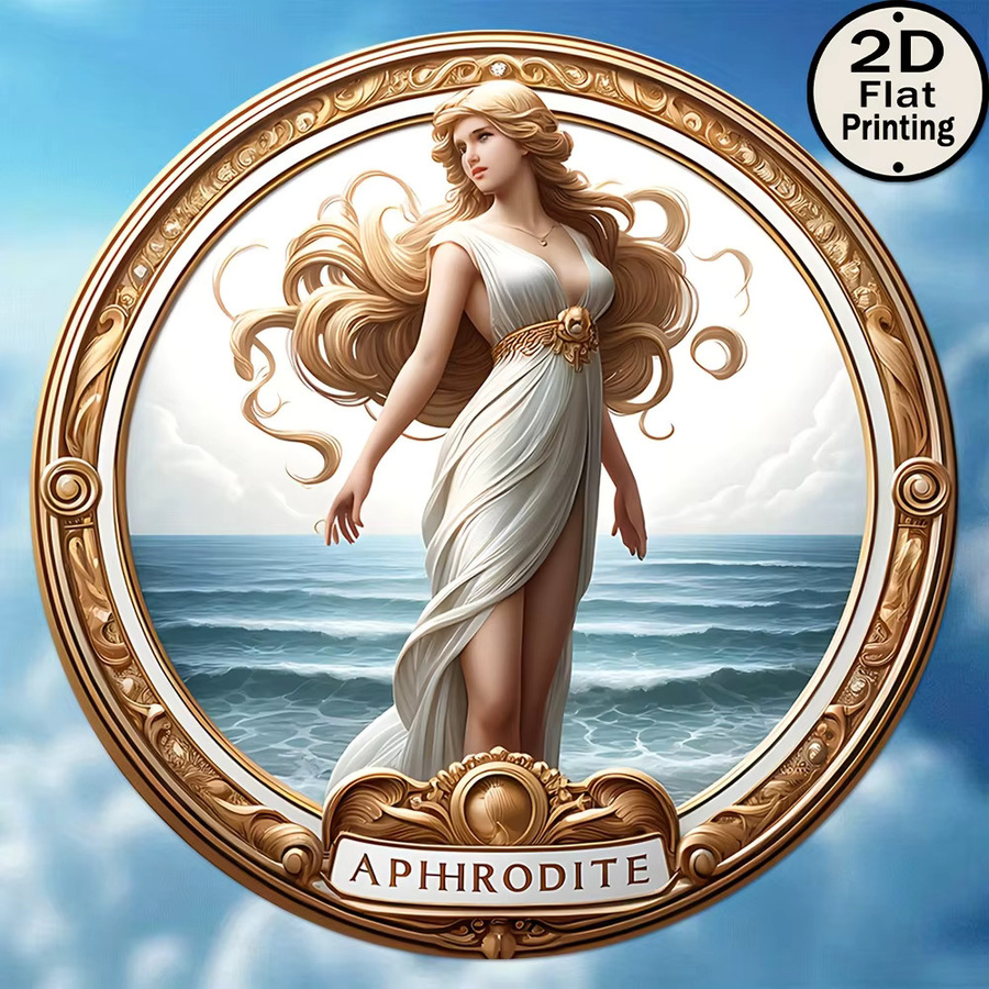 Retro-Wandkunst aus Metall CIFBUY Aphrodite-Dekor rund, Mehrfarbig, Durchmesser: 20,32 cm - Bild 6