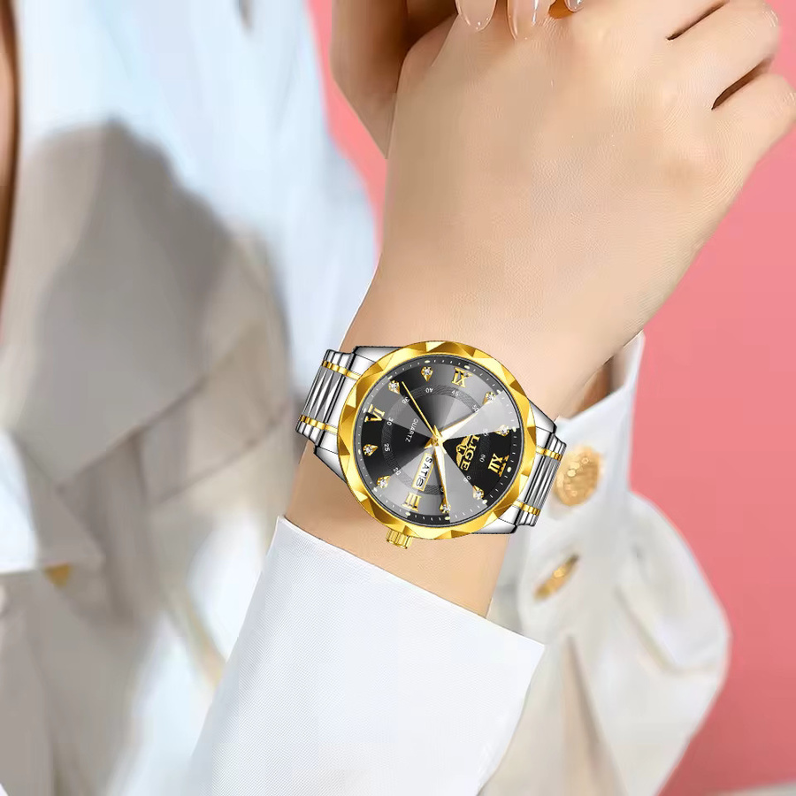 LIGE Armbanduhr, Quarz, Edelstahl, Diamantbesetzt, Schwarz, Damen - Bild 5