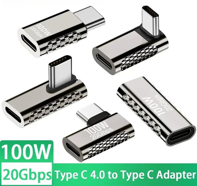USB 4.0 Adapter mit 40 Gbit/s und 100 W USB auf Typ-C Konverter im 90-Grad-Winkel für schnelle Datenübertragung - Bild 1