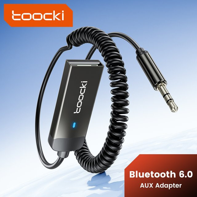 Toocki Bluetooth 6.0 Aux-Adapter für das Auto, USB zu 3,5mm Klinke Audio-Empfänger und Sender in Schwarz - Bild 1