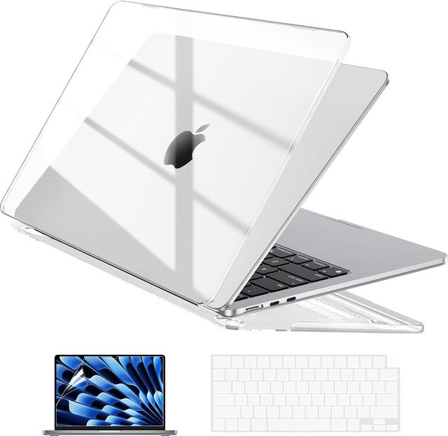 Apple Displayschutzfolie und Laptop-Hülle mit Tastaturabdeckung für MacBook Air 13.6 und MacBook Pro 13, transparent - Bild 1