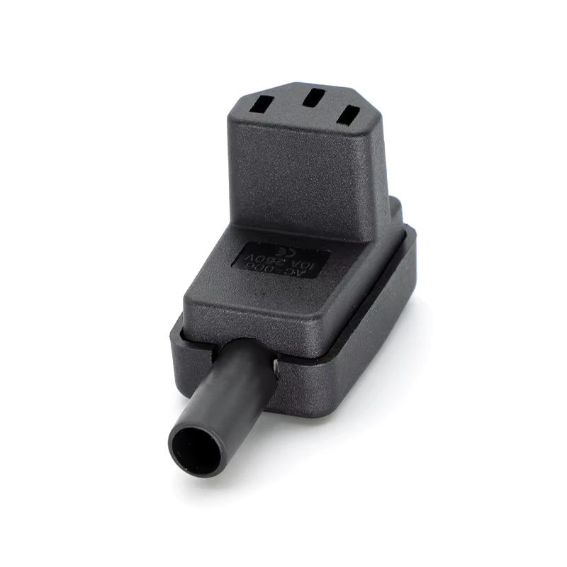 JCD IEC 320 C13 Buchsenstecker 90 Grad abgewinkelt, elektrischer AC-Stecker 10 A 250 V für Netzkabel, Schwarz - Bild 3