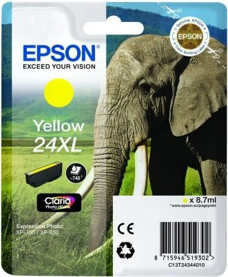 Epson 24XL Tintenpatrone Gelb für Expression Photo XP-55, 750, 760, 850, 860, 950, 960 und Expression Premium XP-750, 850, 8,7 ml - Bild 1