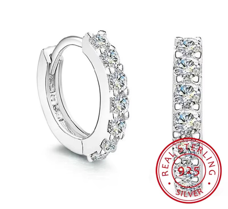 Creolen 925 Silber, Zirkonia, 10 mm, Damen - Bild 2