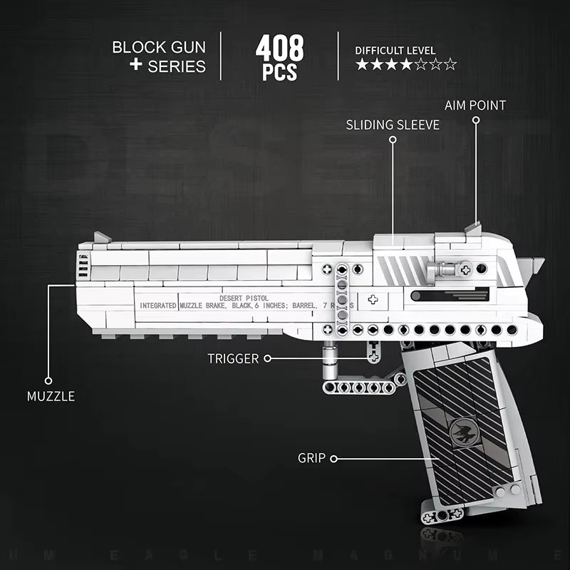 barweer Desert Eagle Gun Bausteine, Militär Pistolen Serie, 408 Teile, ab 6 Jahren - Bild 2