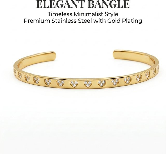 JP One Armreif Edelstahl, Gold, Zirkonia, Damen - Bild 1