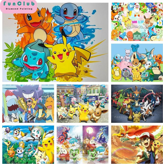 KAYOU Diamantmalerei Pikachu 5D DIY Anime Mosaik Set in Multicolour für Kinder als Bastelset und Heimdekoration B: 30,0 cm, H: 20,0 cm, T: 20,0 cm - Bild 1