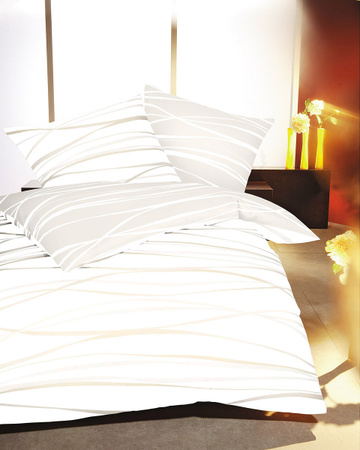 Kaeppel Mako-Satin Wendebettwäsche Motion mit Bezug und Kissenbezug, Mehrfarbig (Beige, Weiß), B/H: 155 x 220 cm