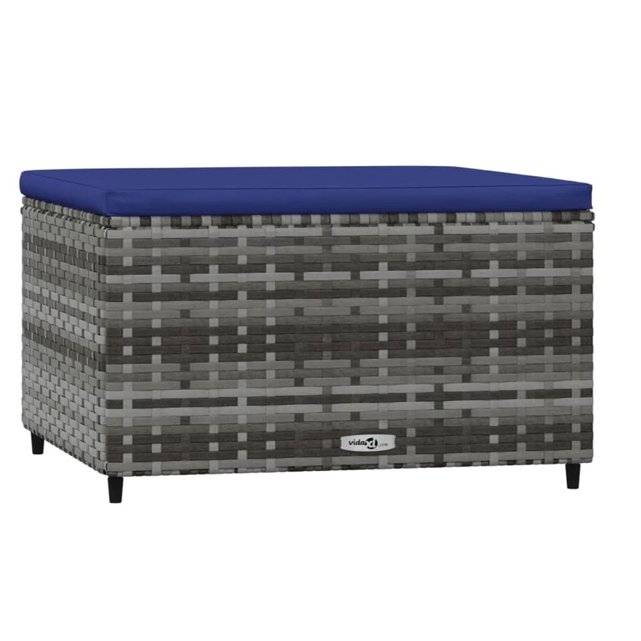 vidaXL Gartenhocker aus grauem PE-Rattan mit Kissen und pulverbeschichtetem Stahlgestell - Bild 2