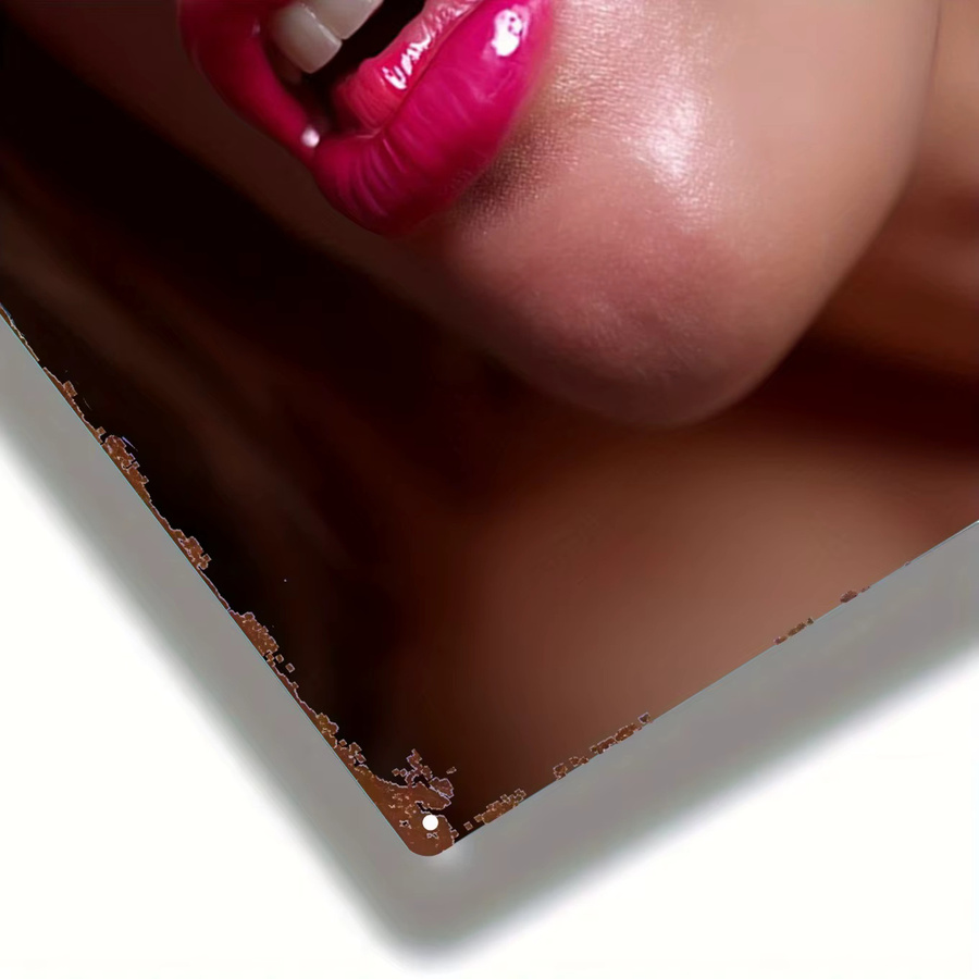 Vintage Metall-Wandkunst mit Lippen Motiv von CIFBUY, Retro Eisendekoration für Zuhause, Küche oder Bar, Breite: 20,3 cm, Höhe: 30,5 cm - Bild 3