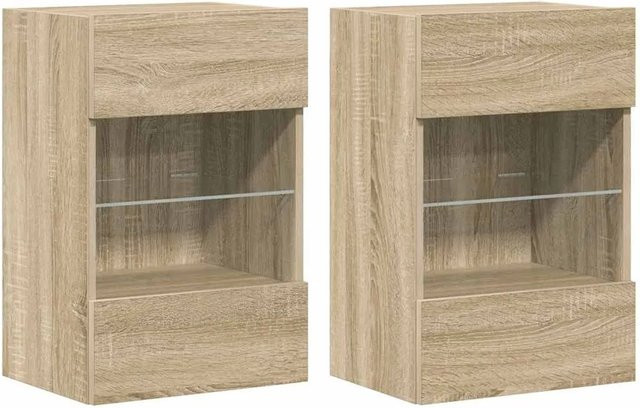vidaXL Set aus 2 Wandschränken mit LED-Leuchten für deinen TV in Sonoma-Eiche - Bild 1
