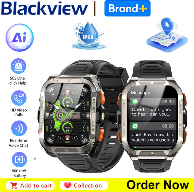 Blackview W80 Pro Outdoor Smartwatch in Schwarz mit KI-GPS, SpO2-Messung, 1,91 Zoll Display und 900mAh Akku - Bild 1