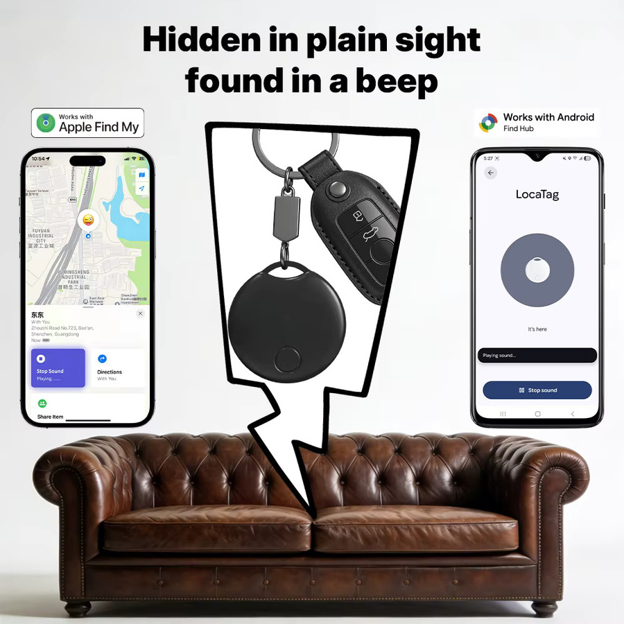 HaveDeer 4er-Set 2-in-1 Dual-Mode Smart Tracker für Apple Find My und Google Find My Device App zur globalen Ortung für iOS und Android, Schwarz und Weiß - Bild 4