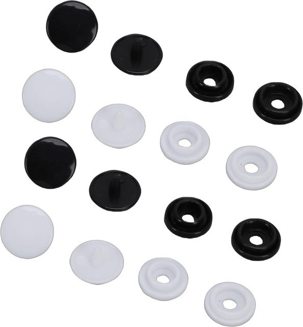 200er Set Kunststoff-Druckknöpfe zum Annähen in Schwarz und Weiß für Kleidung und Bastelarbeiten - Bild 1