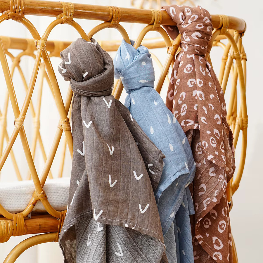 Baby-Musselin-Wickeldecke aus Bambus-Baumwolle mit Tier-Aufdruck, B/B: 120 x 110 cm - Bild 2