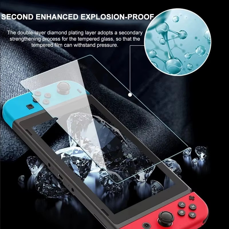 Gehärtetes Glas Display Schutzfolie für Nintendo Switch OLED und Nintendo Switch Lite in Transparent - Bild 4