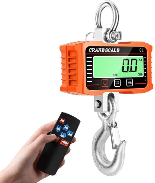 Nensit Tragbare Elektronische Kranwaage mit Digitalem LCD-Display für Schwerlast-Wägungen bis 2000 kg in Orange - Bild 1