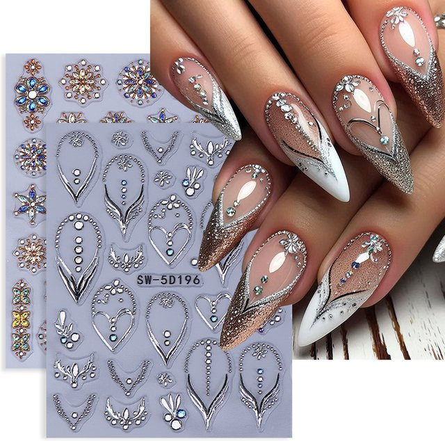 SWEET TREND Nagelaufkleber, 5D Geprägte Herz und Schmetterling, 2 Stück - Bild 1