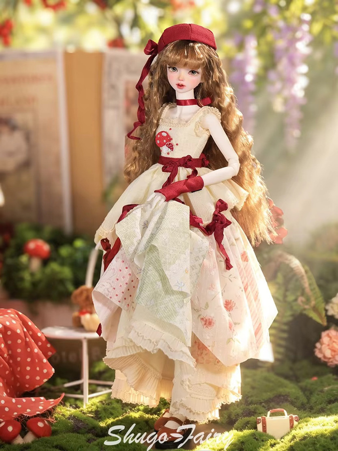 ShugaFairy Rowan A, Gelenkpuppe, 1/4 BJD, Rotkäppchen-Kleid mit Baskenmütze, 2-in-1-Stil - Bild 6