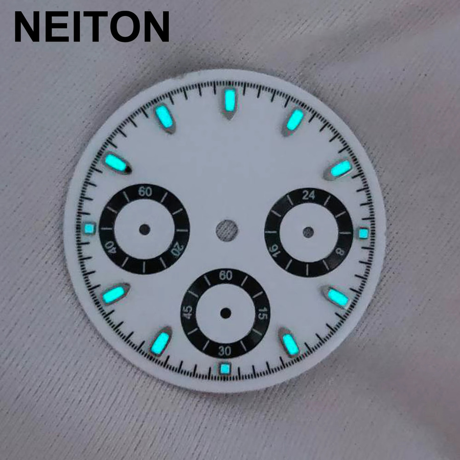 NEITON Uhrenzifferblatt Chronograph, Grün, Leuchtend, 29mm, Quarzwerk - Bild 2