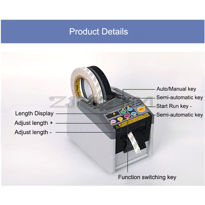 ZJMZYM Automatischer elektrischer Klebebandspender ZCUT-9GR für Vinyl, Faser und Folienband, Breite: 6-60 mm - Bild 4