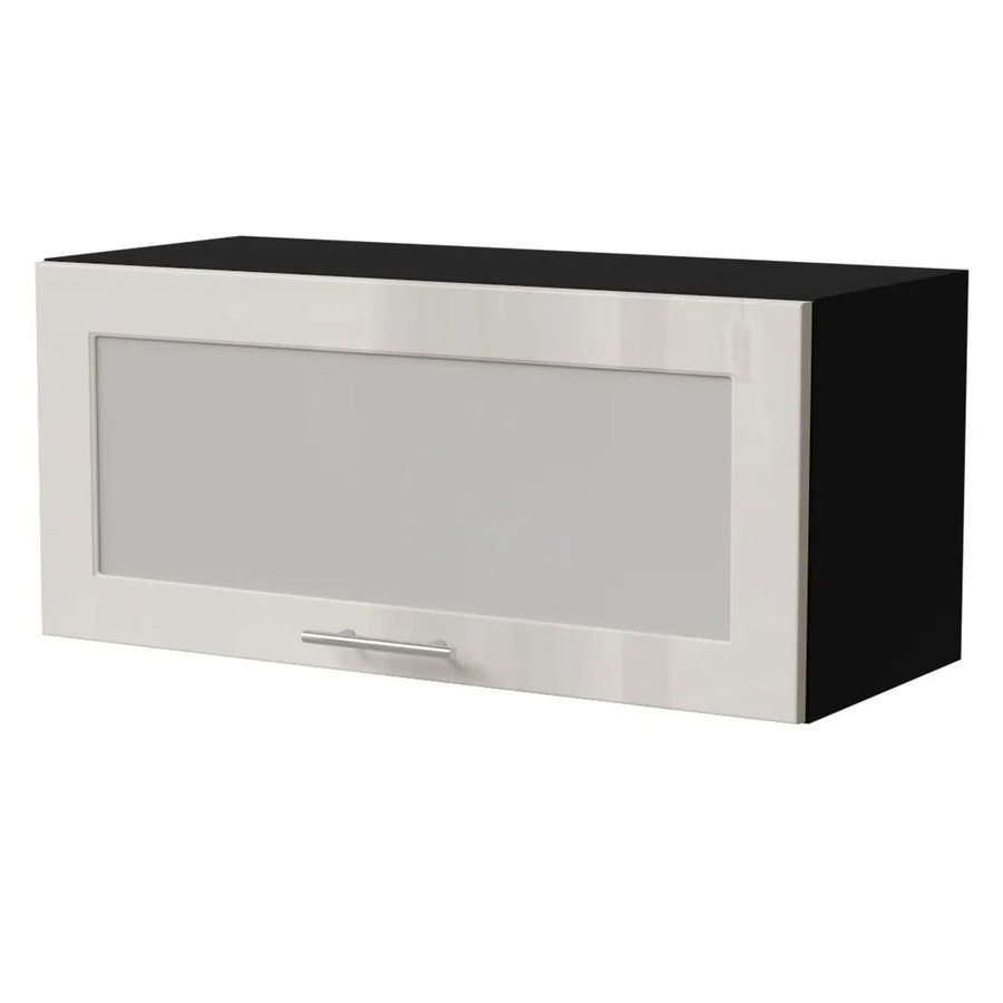 Feldmann-Wohnen Klapphängeschrank Brerra W4BS/80 WKF in Schwarz und Creme Hochglanz mit Glastüren und Soft-Close-Funktion, B/T/H: 80 x 32,5 x 36 cm - Bild 2