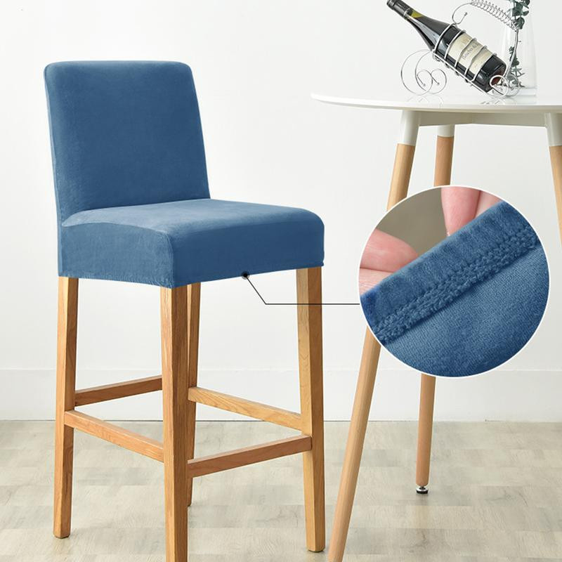 Yiran Furniture Stretch-Stuhlbezug aus Samt in Rosa für Esszimmer und Barhocker - Bild 1