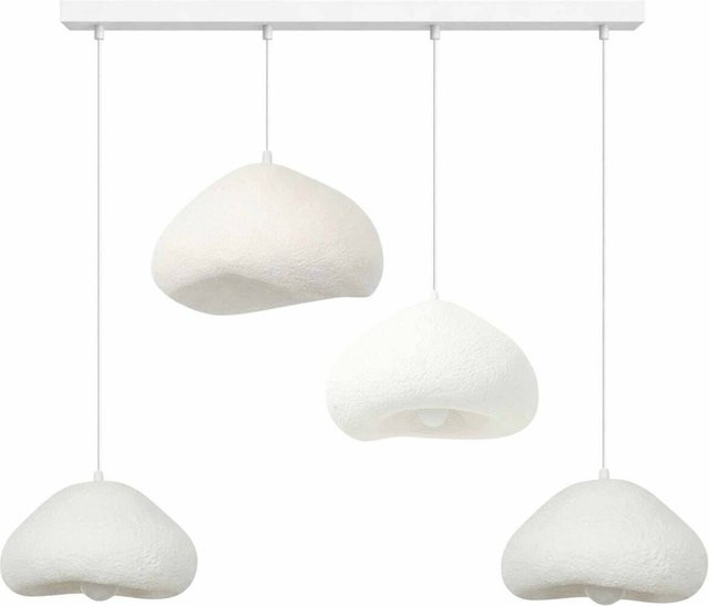 Opviq Pendelleuchte weiß aus Metall und Glas mit 4 E27 Fassungen, B/H/T: 154 x 110 x 46 cm - Bild 1
