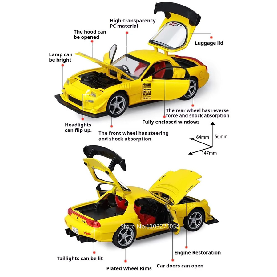 MAKEDA RX-7 FD3S MX-5, Miniaturmodell Spielzeugauto, 1:32, mit Sound und Licht - Bild 2