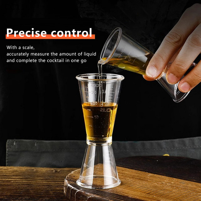 KuZHEN Cocktail-Messbecher Jigger mit Graduierung und doppelseitiger Millimeter-Skala, transparent, 20 cc - Bild 1