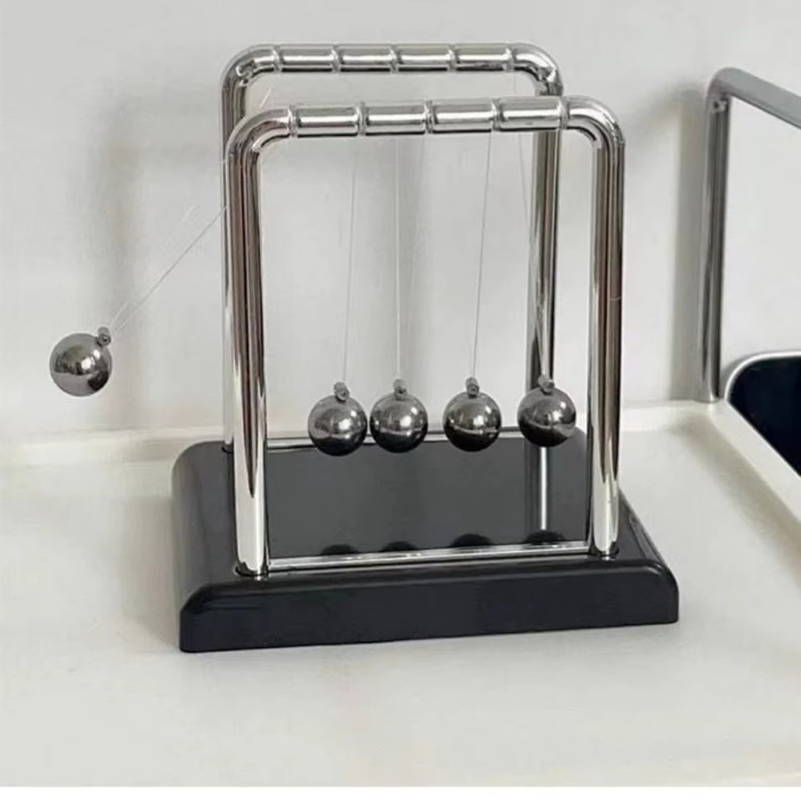 GUEN Newtons Wiege Stahlkugel-Balance-Modell, Physik-Wissenschaft Pendel, Metall, Grau - Bild 2
