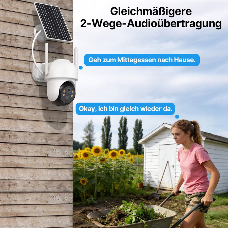 WONSDAR WLAN-Akku-PTZ-Kamera für den Außenbereich, kabellose Solar-IP-HD-Videoüberwachungskamera mit Personenerkennung und Echtzeit-Alarm in Weiß (ICSee) - Bild 6