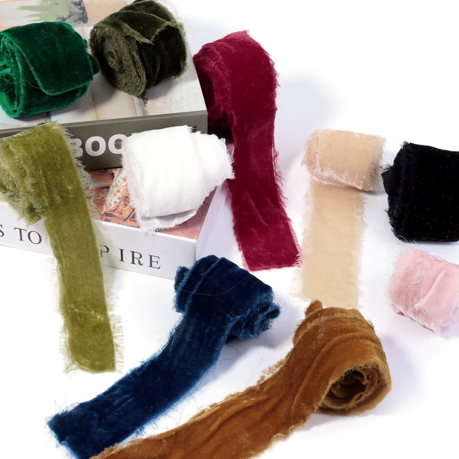 Handgemachtes buntes Textilband mit ausgefransten Kanten für DIY-Geschenkverpackungen und Dekorationen wie Hochzeiten oder Geburtstage, Beige/Mehrfarbig - Bild 3