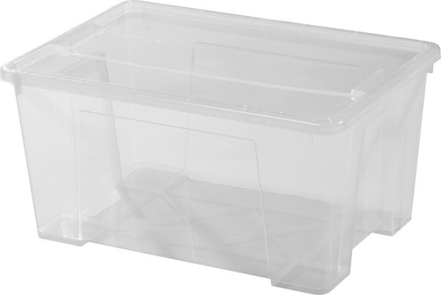 W5 Aufbewahrungsbox mit Deckel aus Kunststoff, transparent, stapelbar, B/T/H: 45,0 x 31,0 x 39,0 cm - Bild 1