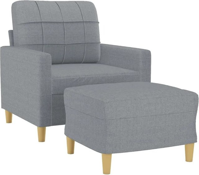 vidaXL Sessel mit Hocker in Hellgrau, moderner Relax-Sessel aus Stoff mit Armlehnen für dein Wohnzimmer - Bild 1