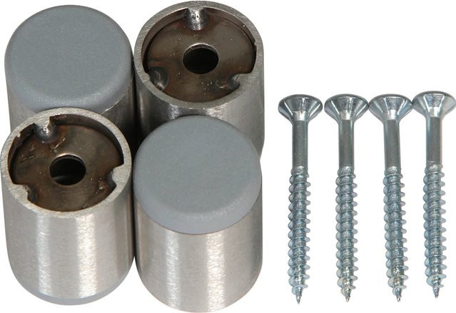 Dieda Applikation für Möbelfüße V2A Rund aus Edelstahl in Silber, 4 Stück, Durchmesser: 25,0 mm, Höhe: 30,0 mm - Bild 1